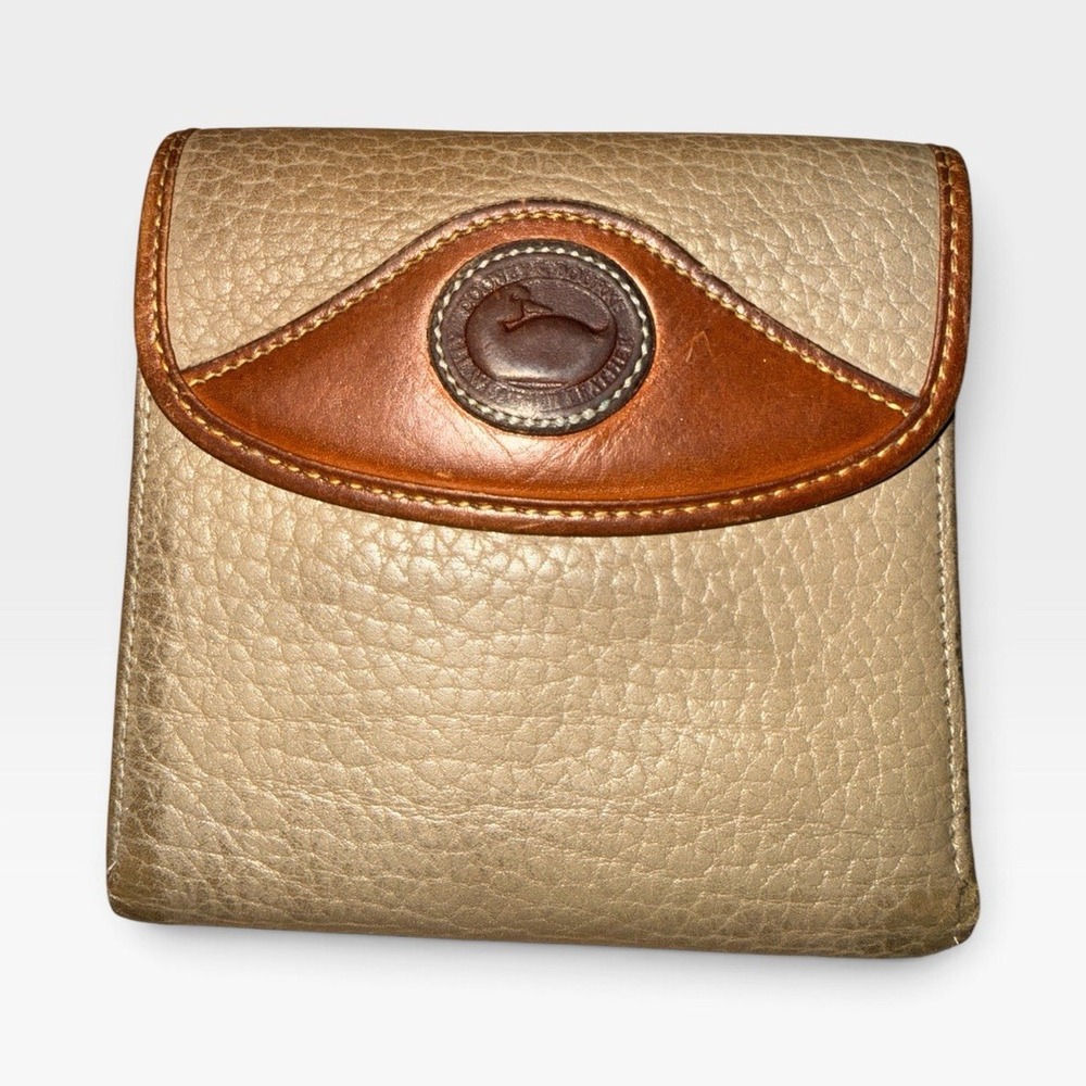 Vintage Dooney & Bourke Beige/Brown Bifold Wallet , Logo, Cards